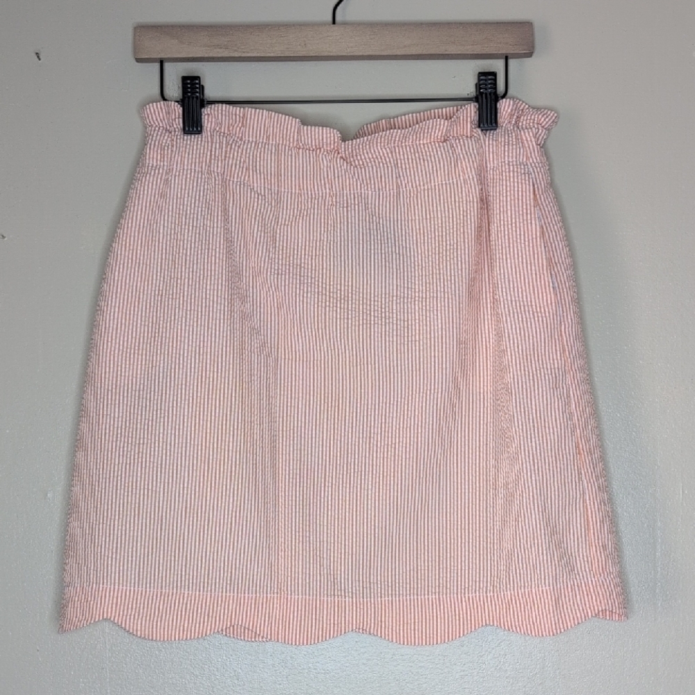 Lauren James Peach Seersucker Midi Skirt